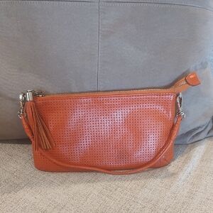AREZZO Burnt Orange Clutch Wristlet Leather Used